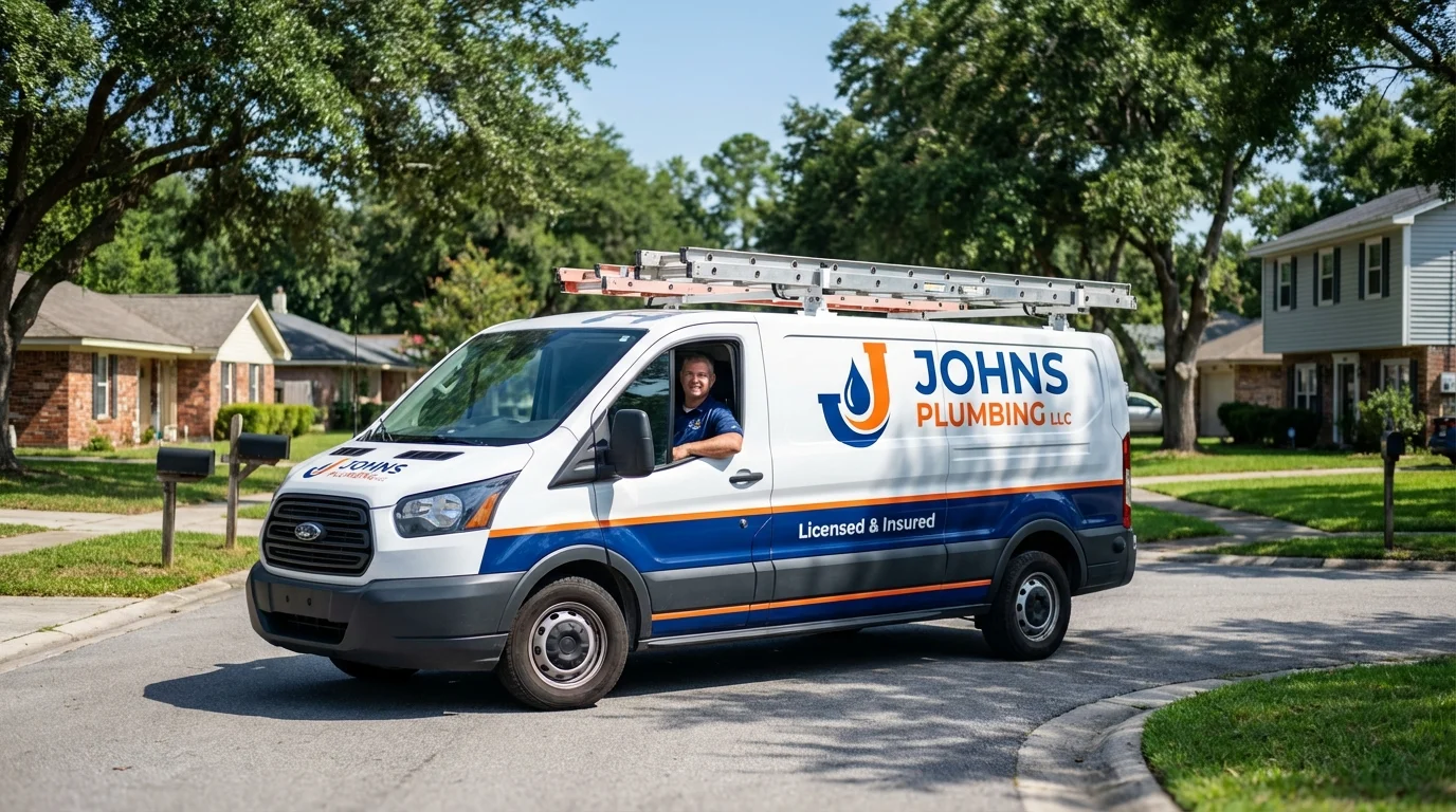 Johns Plumbing LLC service van in Richland, MS