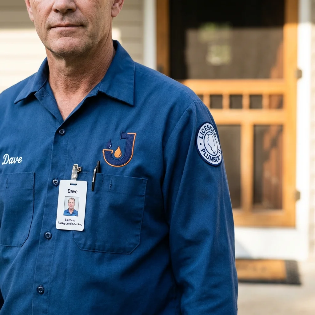 Licensed plumber showing ID badge in Richland, MS